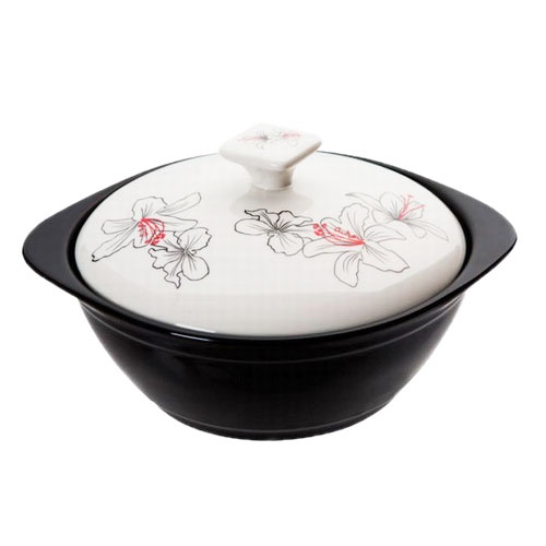 Bộ 2 nồi đất Hamony và 7 thố gốm sứ cao cấp nắp Hoa Ly Dong Hwa Hàn Quốc (hoa văn ngẫu nhiên)