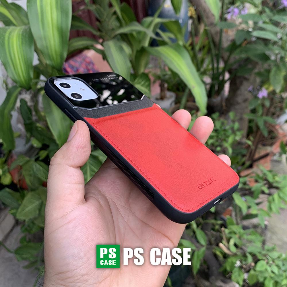 Ốp lưng da kính cao cấp dành cho iPhone 11 - Màu đỏ - PS Case Phân Phối