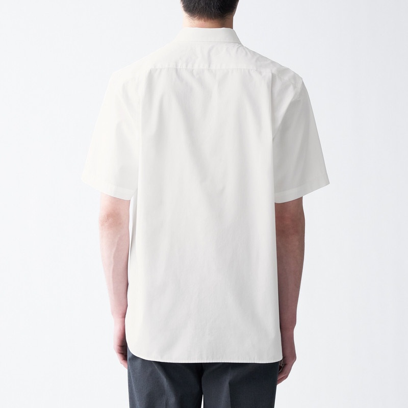 Muji Áo Sơ Mi Vải Broadcloth Washed Ngắn Tay