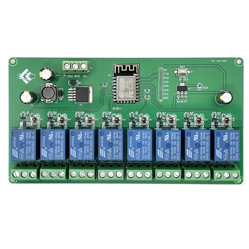 Esp8266 wifi 8 channel relay module esp-12f development board power supply 5v/7-28v wireless wifi module