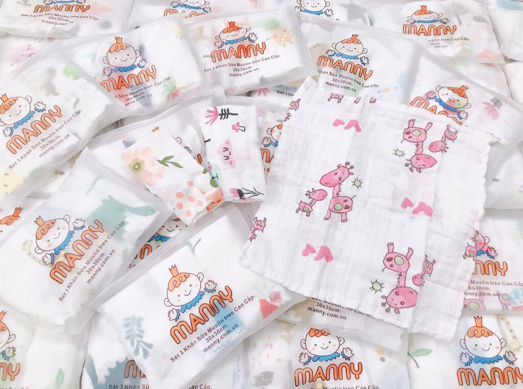 set 3 khăn sữa sợi tre muslin tree