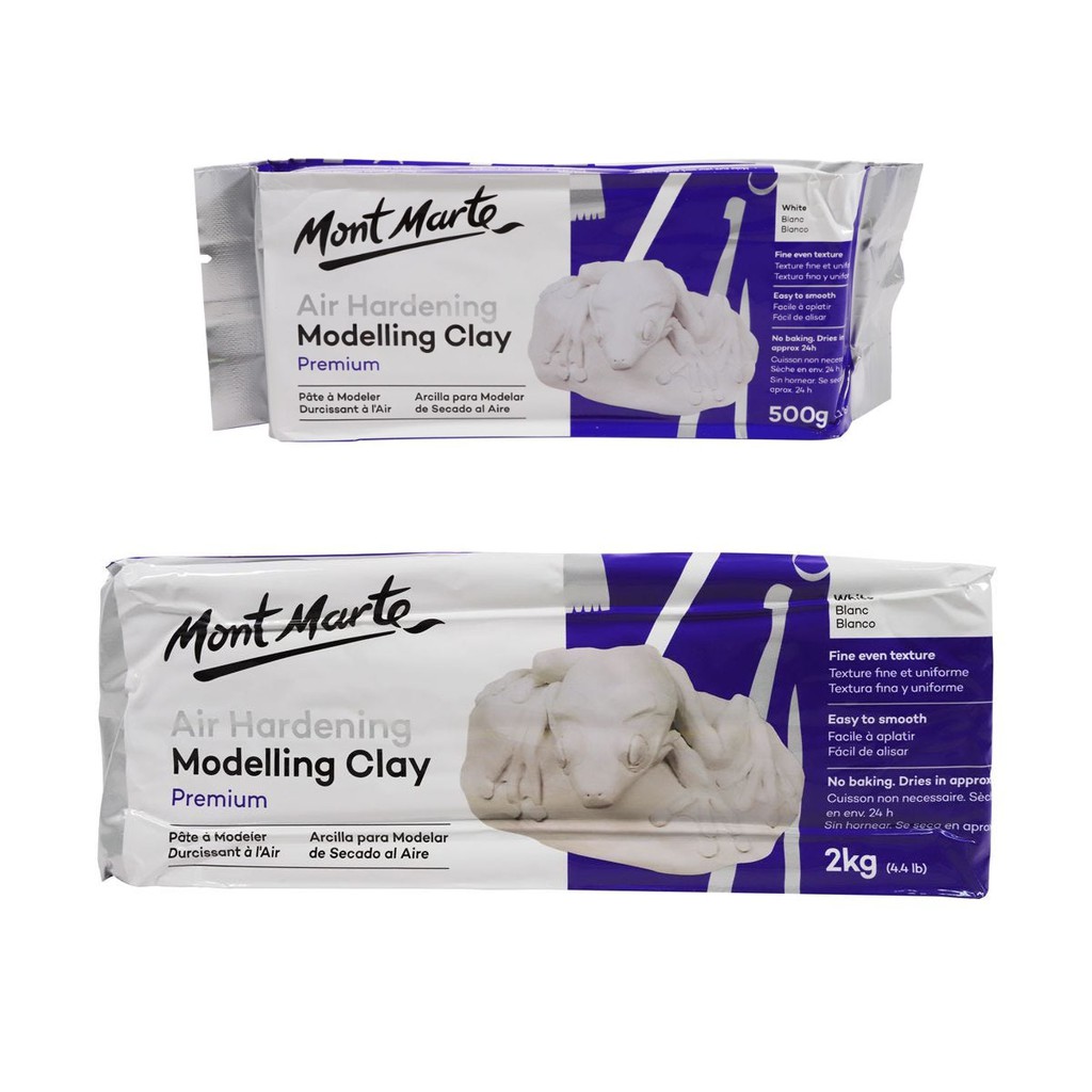 [Giao Hỏa Tốc] Đất Sét Tự Khô Mont Marte Premium Air Hardening Modelling Clay - Trắng/ Nâu
