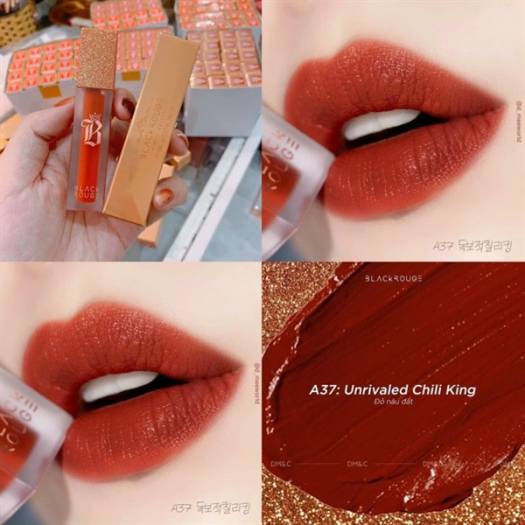 Son A37 Black Rouge Nắp Nhũ Vàng - Đỏ Nâu Đất