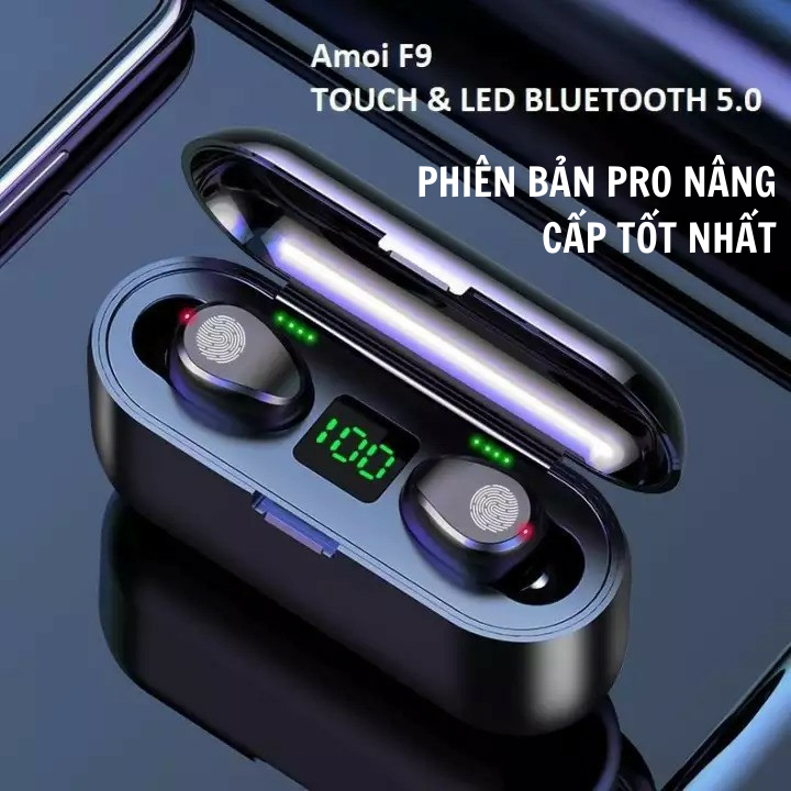 Tai Nghe Bluetooth Amoi F9 Bản Pro Quốc Tế Chip 5.0 , Chống Nước , Nút Cảm Ứng  - Tai Nghe Bluetooth Amoi F9, Tai Nghe Bluetooth Nhét Tai Cho mọi dòng máy - Tai nghe buetooth không dây