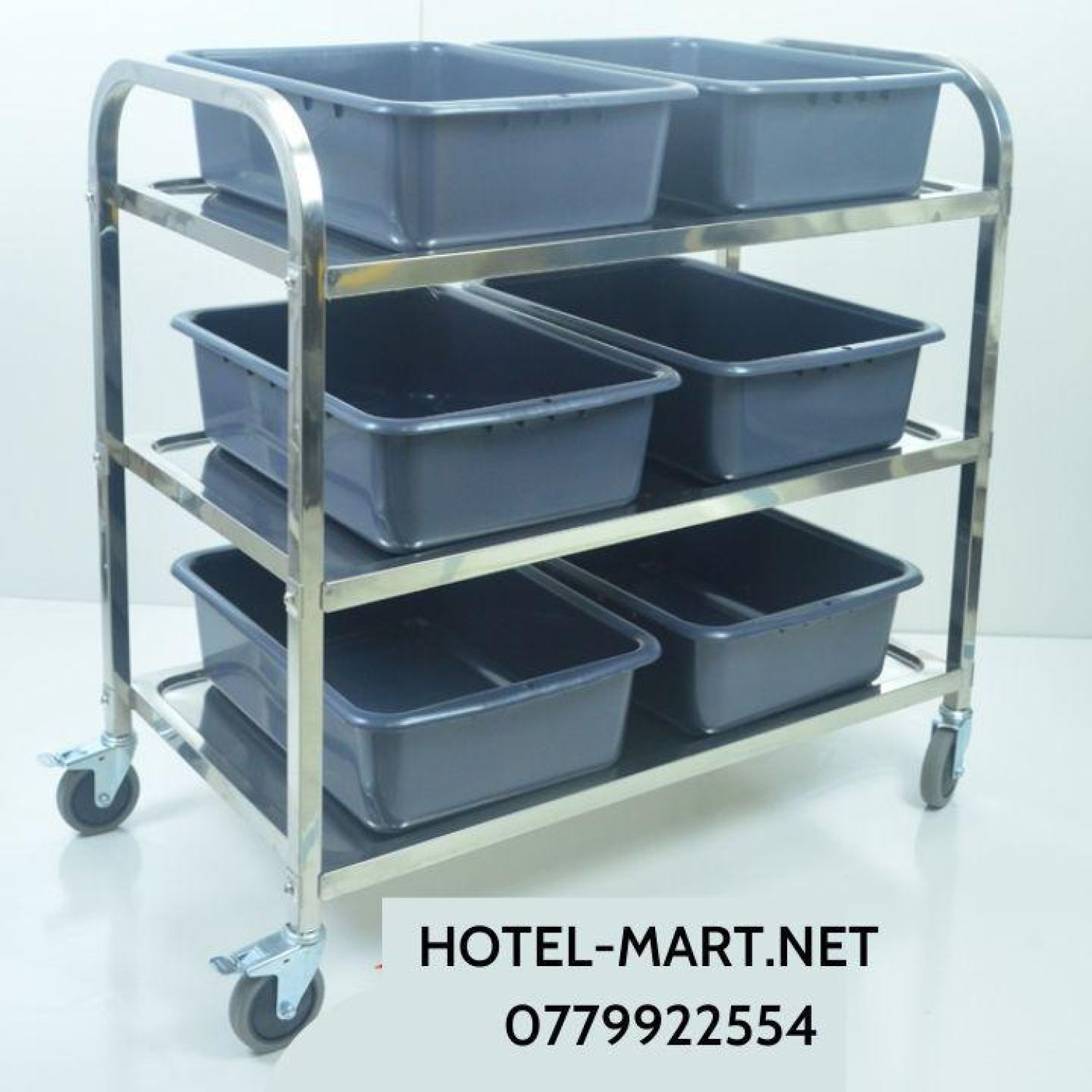 Xe Đẩy Thức Ăn Inox Dọn Dẹp 3 Tầng