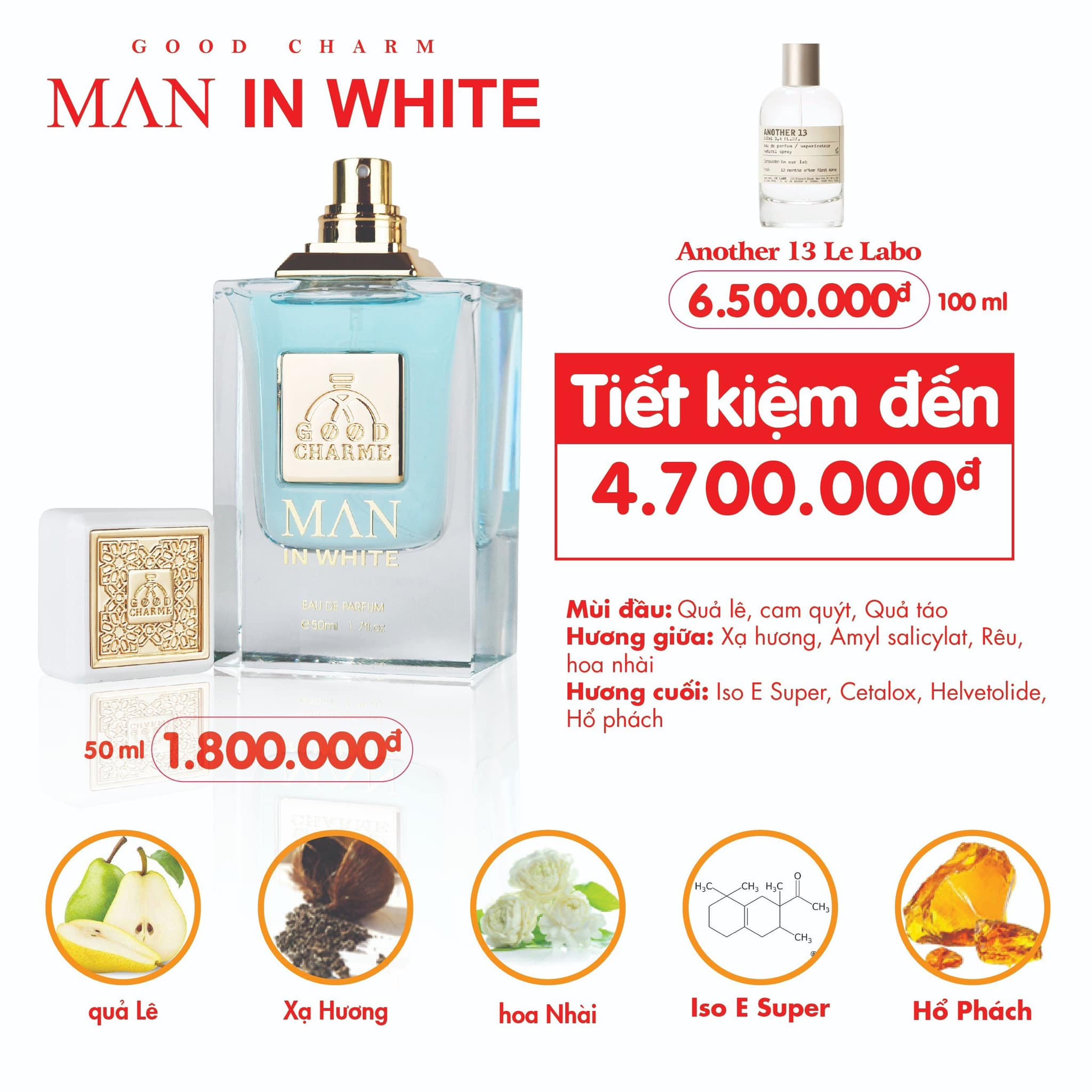 Nước Hoa Nam Good Charme Man In White 50ml