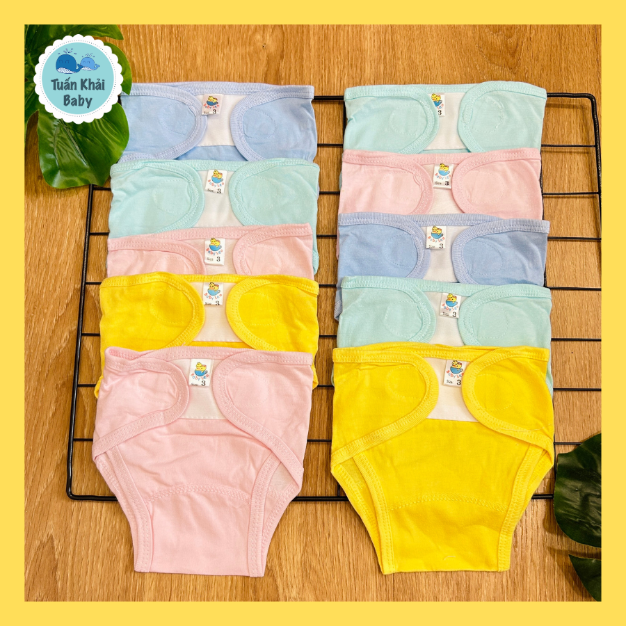 Túi 10 Tã Vải sơ sinh Thái Hà Thịnh| Size 1-2-3 cho bé sơ sinh - 8kg|  Chất vải cotton 100% mềm mịn thoáng mát miếng dán bo tròn mềm chắc chắn | Hàng Việt Nam