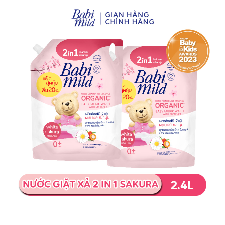 Combo 2 Túi Nước Giặt Xả Cho Bé 2.4L - Babi Mild