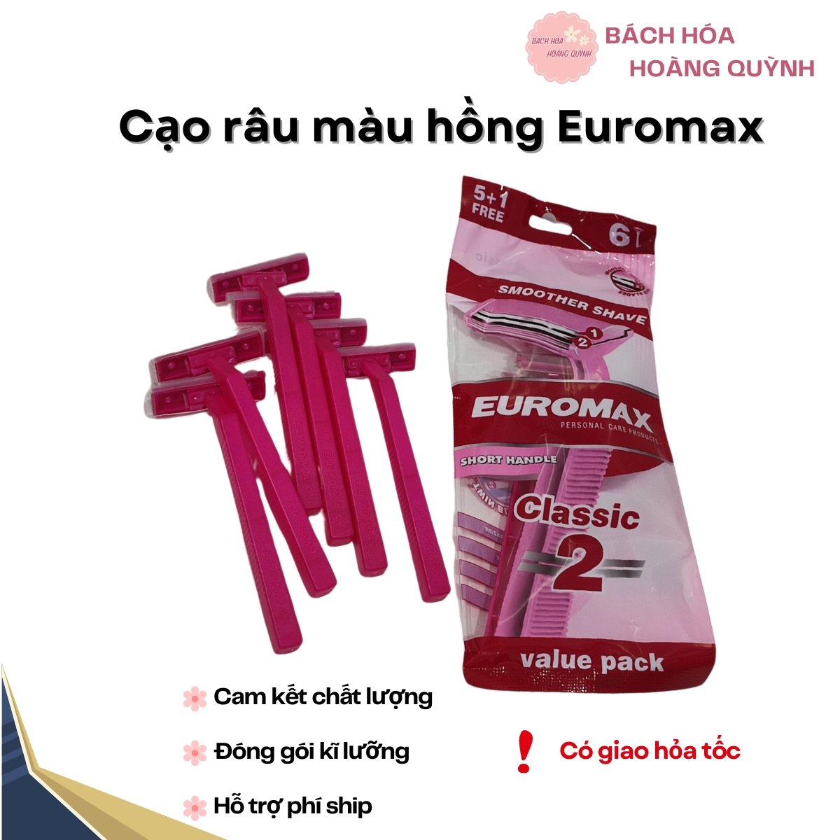 6 cái dao cạo râu hồng euromax 2 lưỡi.