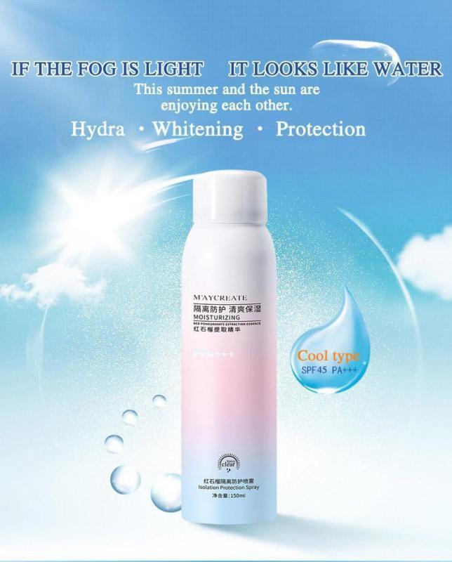 Whitening Sunscreen SprayXịt chống nắng làm trắng da ,. Kem chống nắng SPF45 + PA +++ Chống tia UV, ngoài trời mùa hè, UVA bức xạ hiệu quả 150ml cao cấp