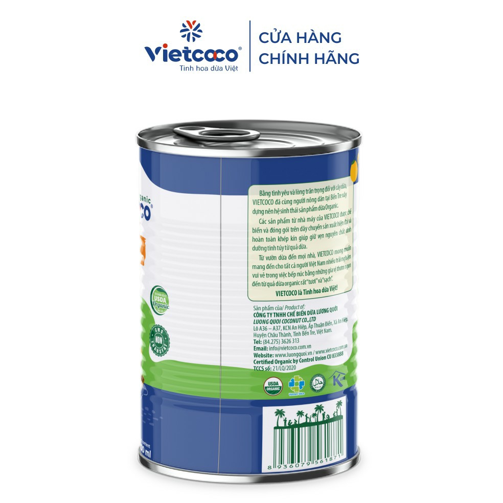 Nước Cốt Dừa ORGANIC VIETCOCO Lon 400g