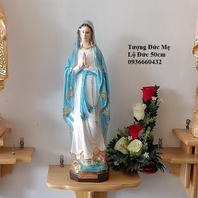 Tượng đức mẹ lộ đức 50cm tượng công giáo composite