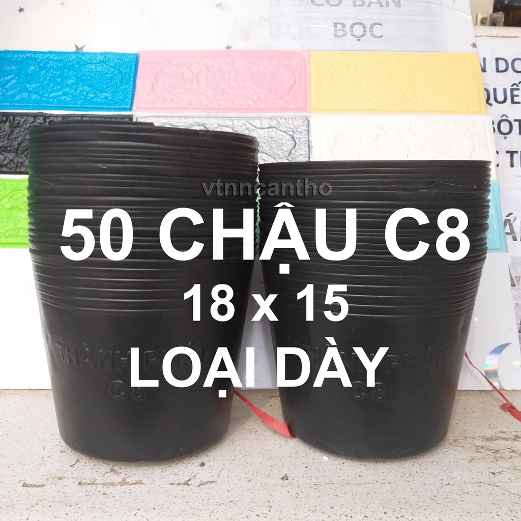 50 Chậu nhựa trồng Hoa, Cây cảnh C8 (18x16cm)