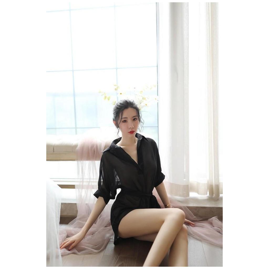 Đầm Ngủ Thun Kiểu Áo Sơ Mi Tay Lửng CDAN73