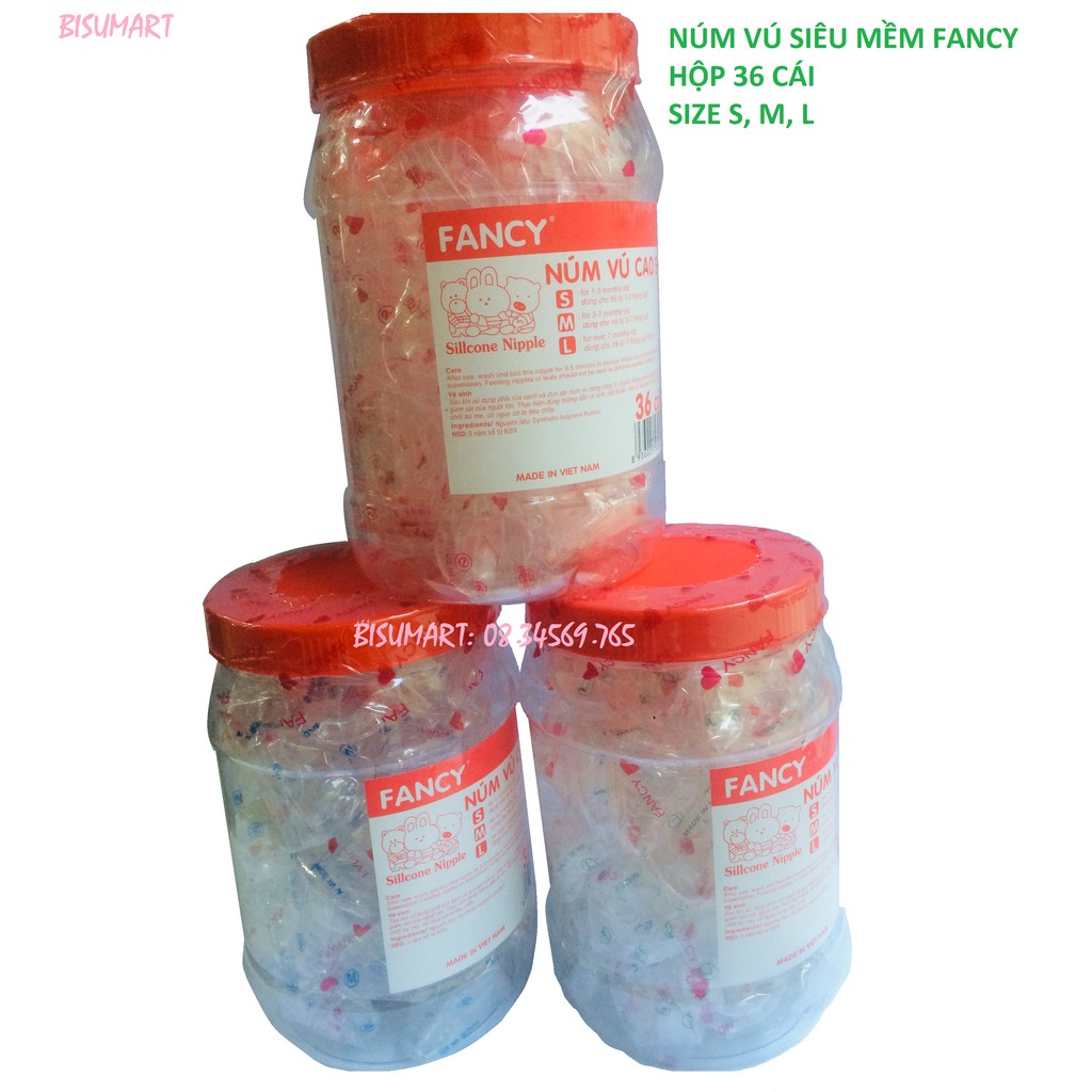Hộp Núm Vú cổ hẹp Silicone Siêu Mềm FANCY 36 cái