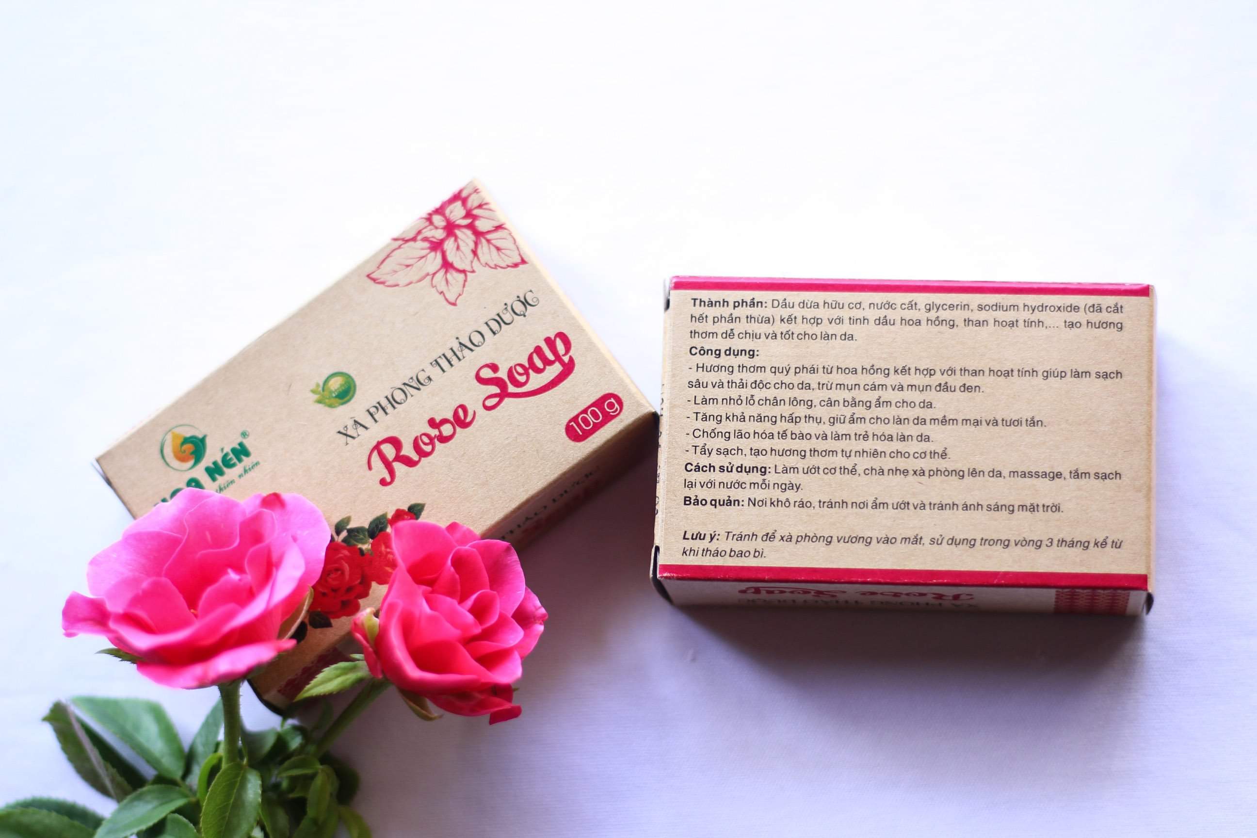 Xà phòng thảo dược Rose Soap Hoa Nén 100g