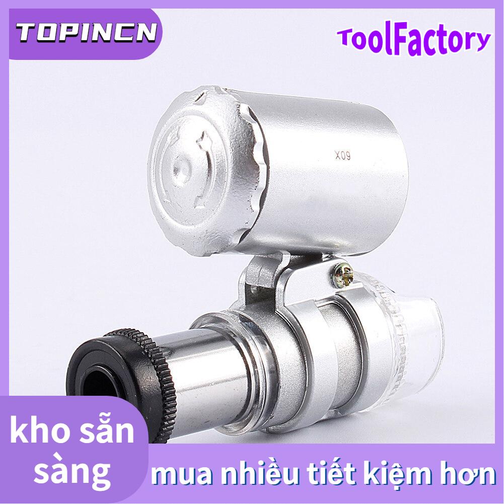 Mini 60X Pocket Microscope Jewelry Magnifier Loupe Glass LED UV Light