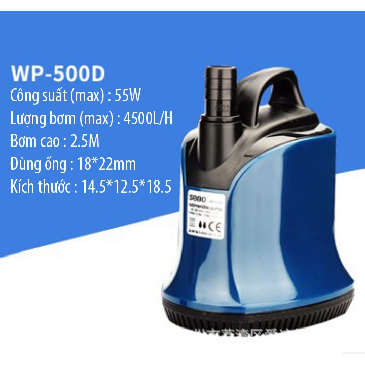 Bơm chìm hút cặn đáy bơm chìm sobo wp 500d