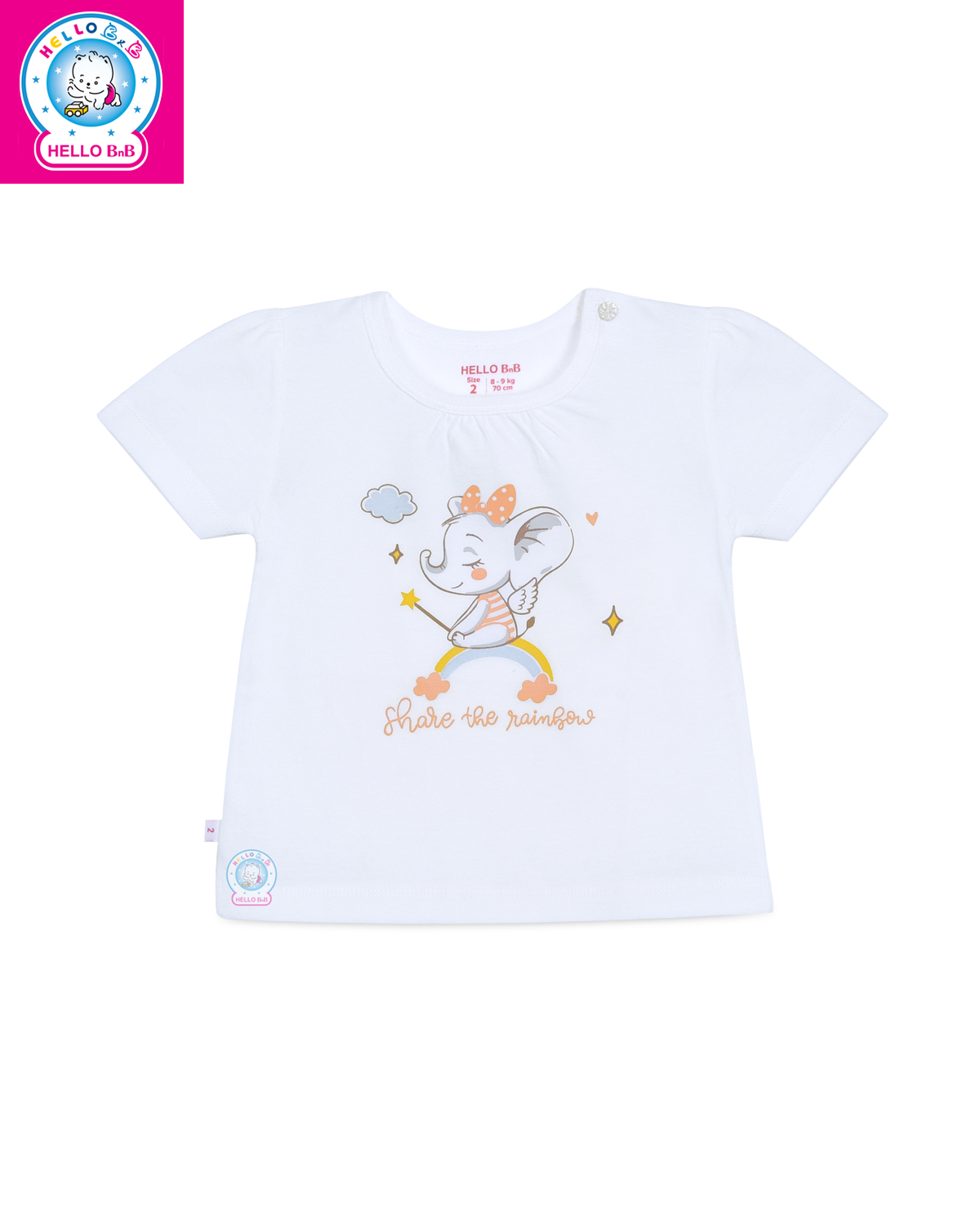 Áo trắng in bé gái tay ngắn 1167- HELLO BnB ( Hình In Ngẫu Nhiên)