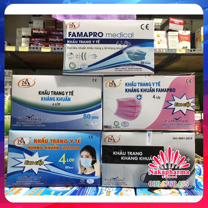 ✅ Khẩu Trang Y Tế Kháng Khuẩn FAMAPRO Nam Anh 4 Lớp Cao Cấp - Lọc vi khuẩn, mùi và bụi mịn, chống tia UV - Vải êm
