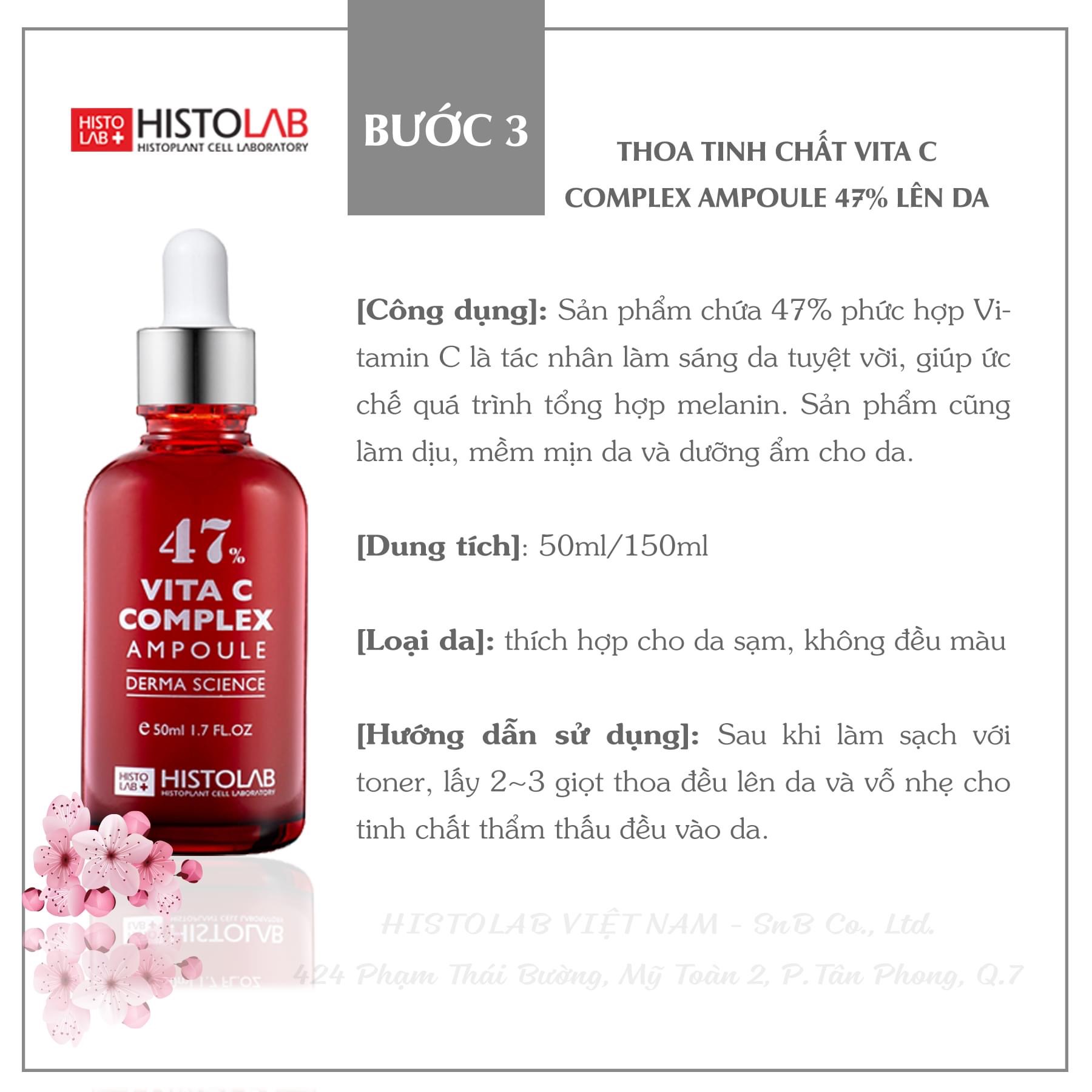 TINH CHẤT DƯỠNG TRẮNG DA - VITA C COMPLEX AMPOULE 47% HISTOLAB