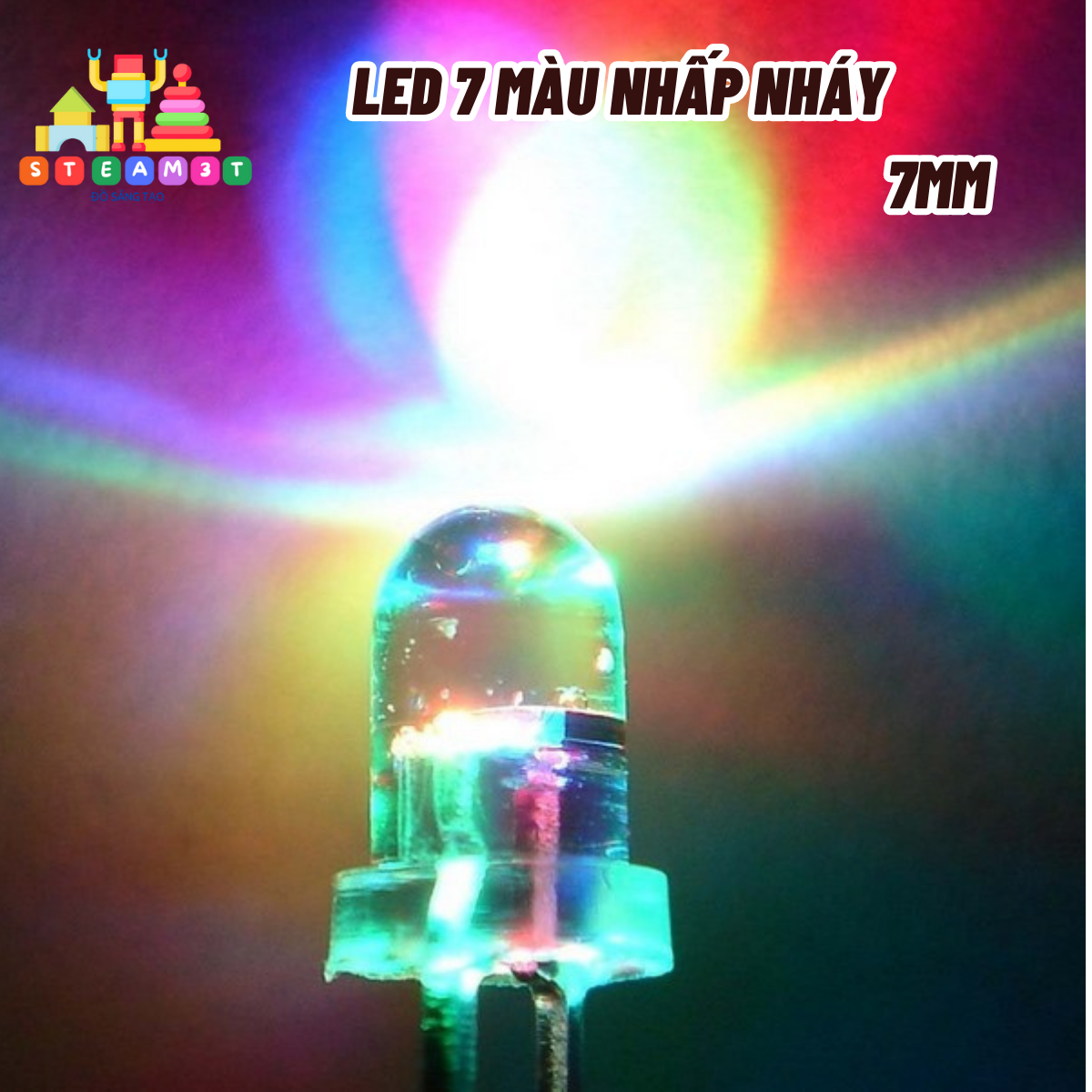 Led 7 màu 5mm nhấp nháy 2 chân - lk0579