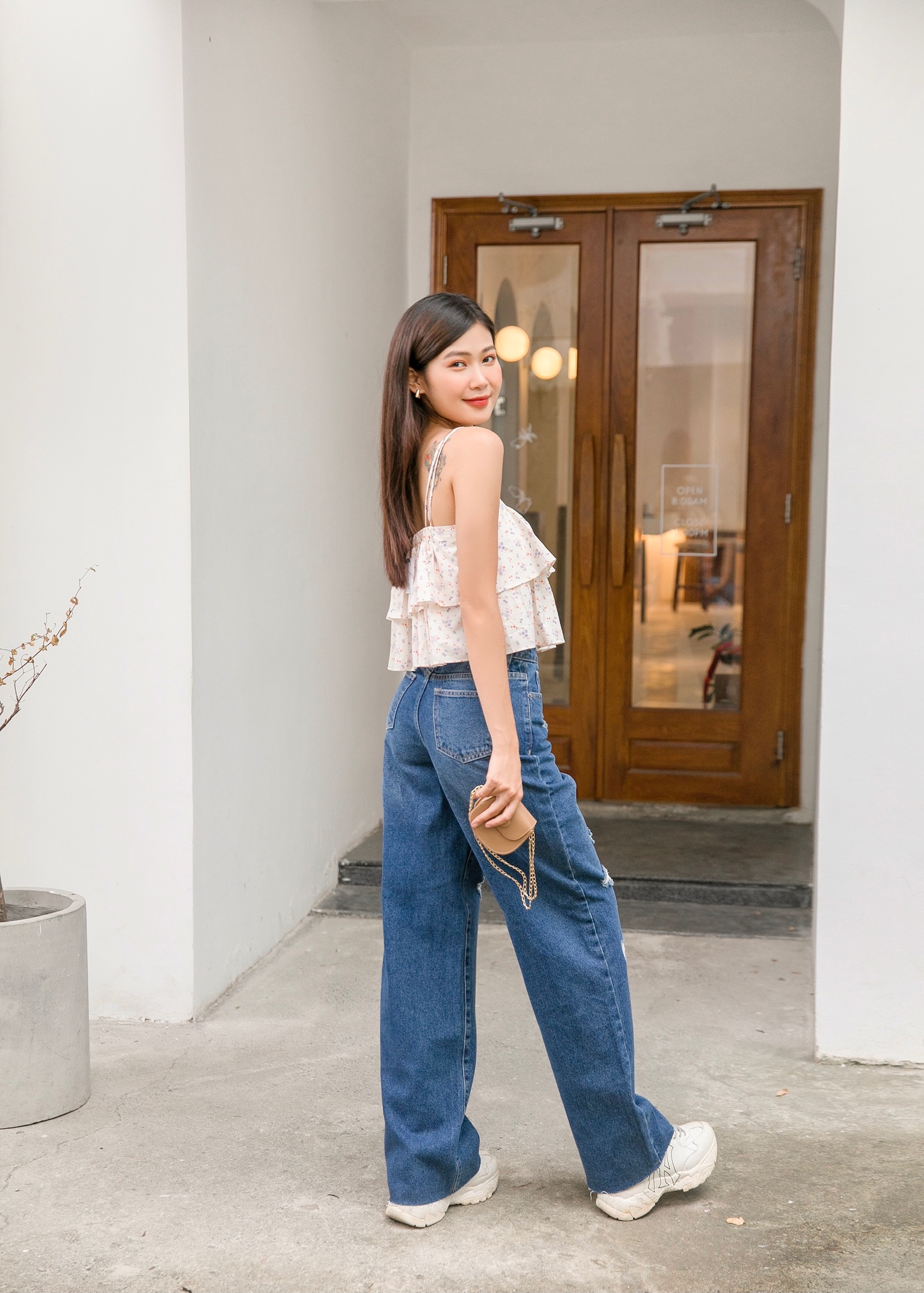 Quần jeans suông MIEU mài rách - HJN03 (Đậm/ Nhạt)