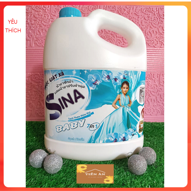 [HCM](freeship)Nước giặt xả quần áo SINA BABY 7 in 1 3000ml (Màu Xanh )
