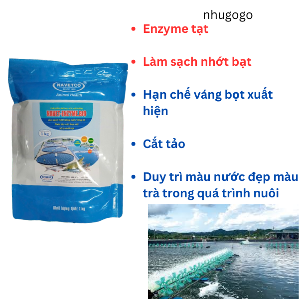 Navet enzyme Bio gói qui cách 1kg enzyme tạt trong ao tôm, làm sạch nhớt bạt, cắt tảo hiệu quả trong ao nuôi tôm