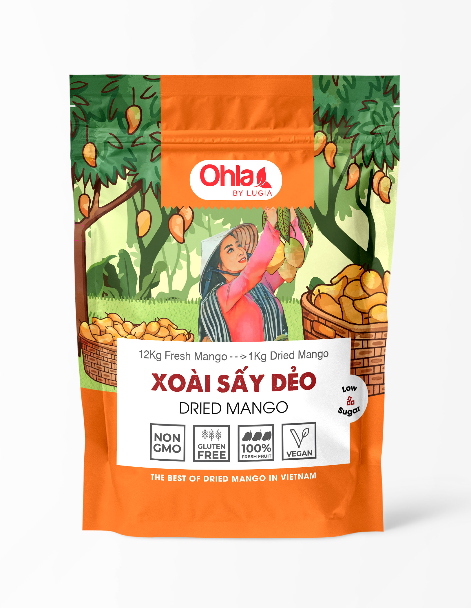 Xoài sấy dẻo Ohla 1kg ( túi mới, x2)
