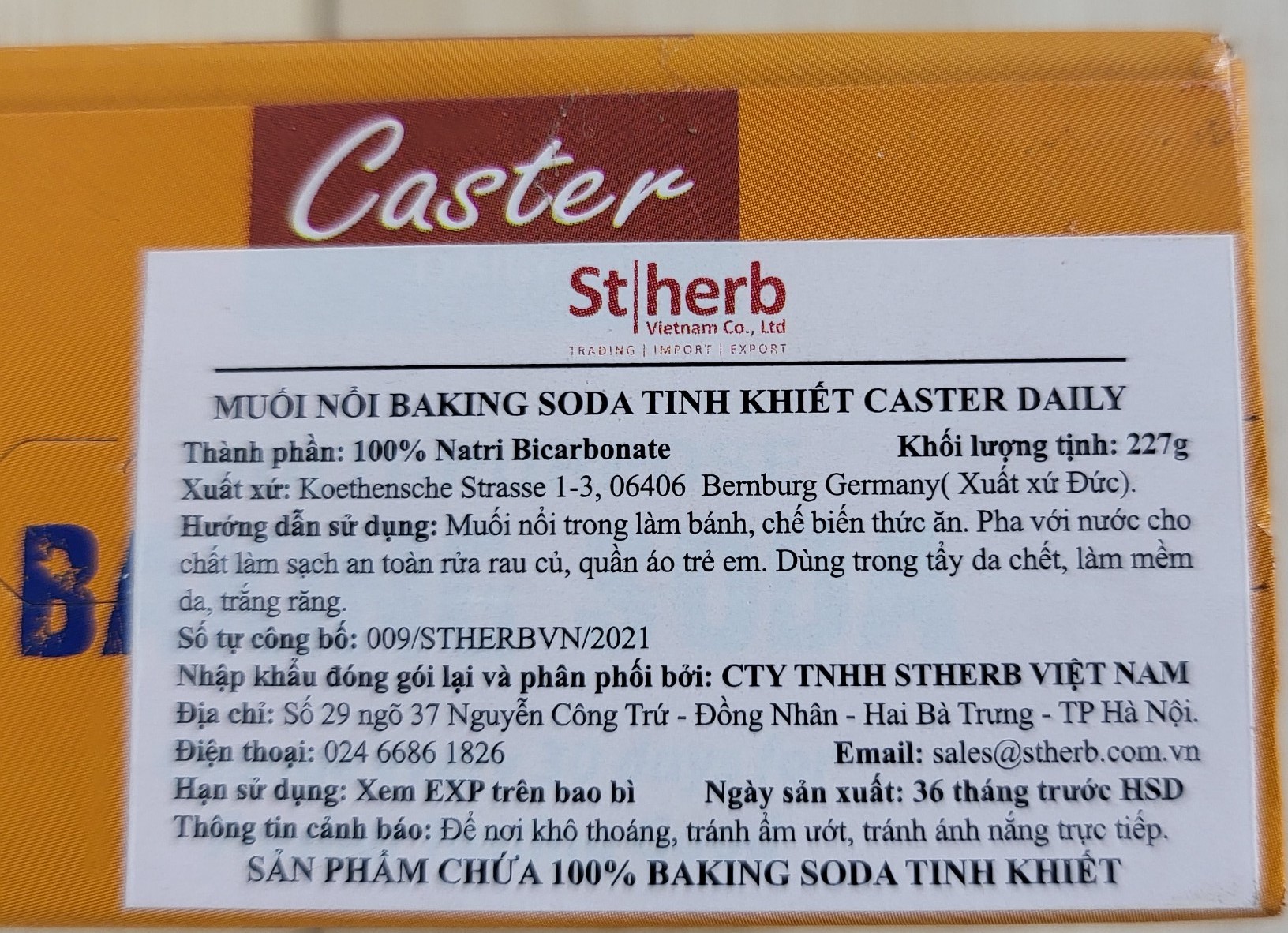 (hộp 227g) MUỐI NỞ TINH KHIẾT (muối nổi) CASTER Multi Purpose Baking Soda