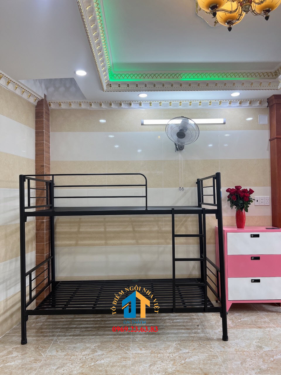 Giường sắt 2 tầng cao cấp ngang 1m x dài 2m x cao 1m9 nhiều màu nhiều mẫu kiểu dáng hiện đại Nội Thất Đại Thành