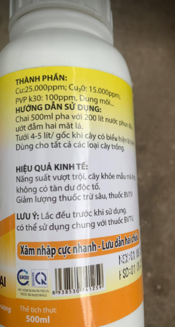 Chế phẩm NANO ĐỒNG RỬA VƯỜN 500ml