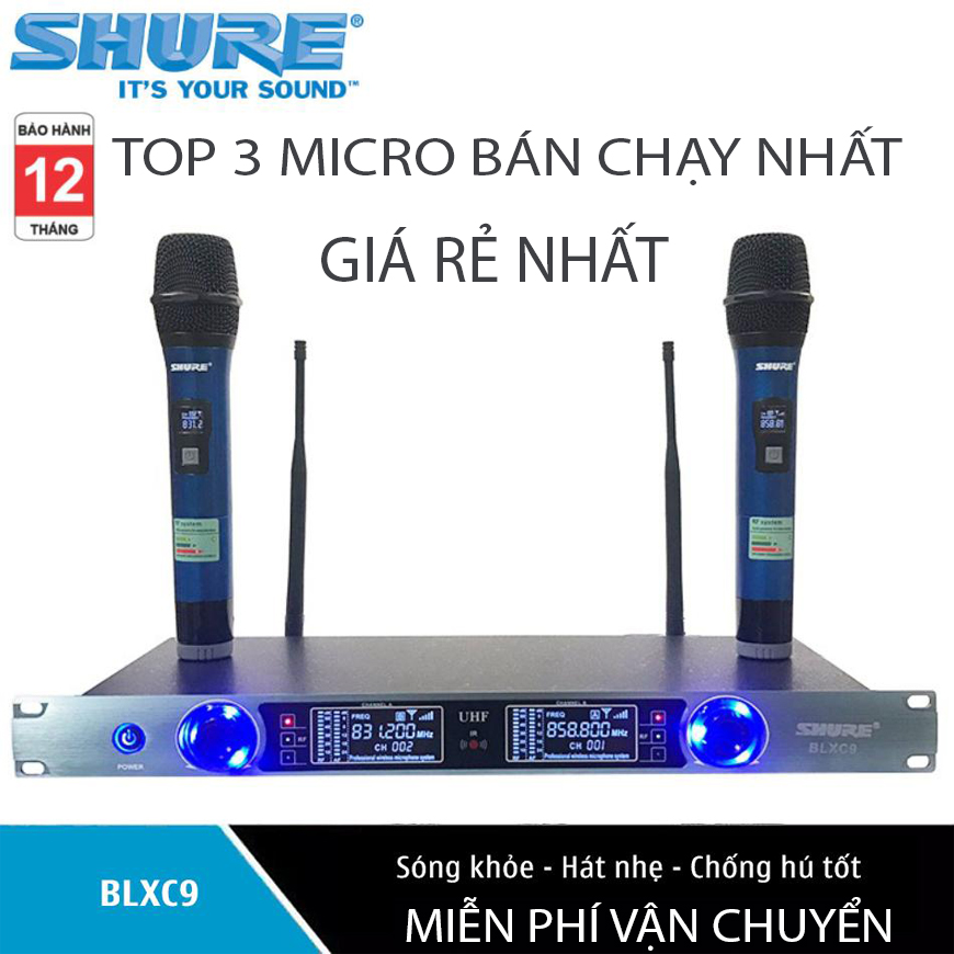 [ XẢ KHO ] TOP 3 Micro Không Dây BÁN CHẠY NHÂT , Bộ micro karaoke gia đình giá rẻ - Mua Ngay BỘ 2 MICRO KARAOKE KHÔNG DÂY UHF SHURE BLXC9 ( MẪU MỚI ) Hát Cực Nhạy, Chống Hú Rít , Không gây vỡ tiếng Âm thanh trung thực sống động