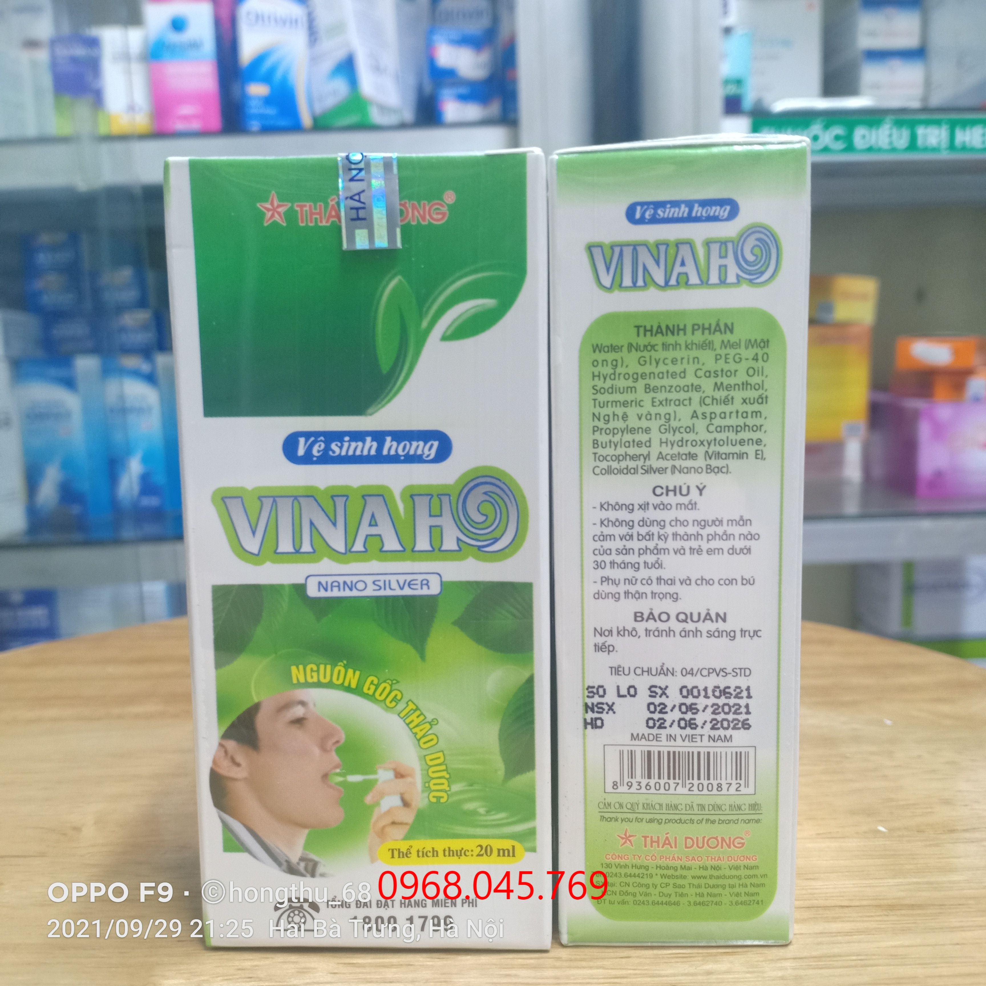 Xịt họng Vina ho sao thái dương