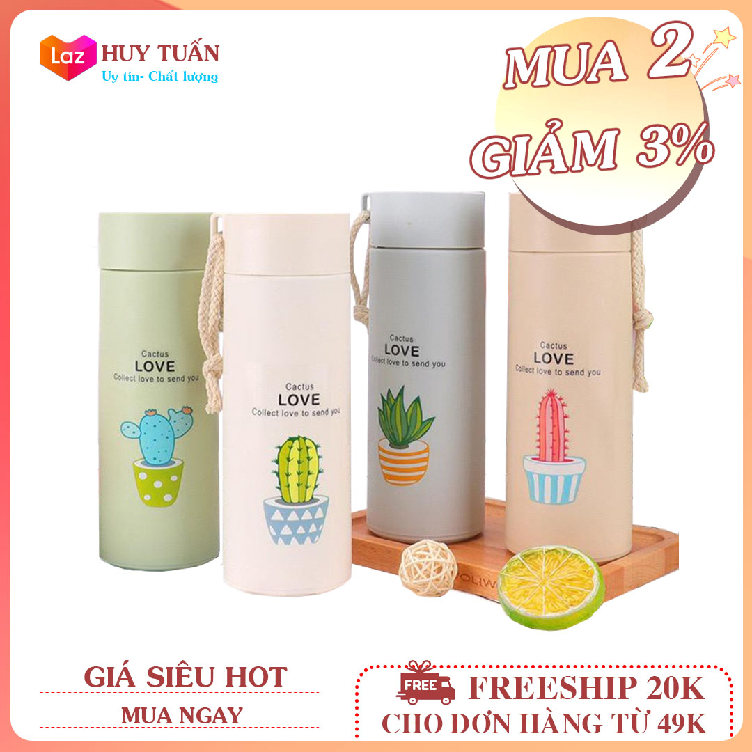 Bình đựng nước lõi thủy tinh họa tiết xương rồng dễ thương dung tích 450ml , cốc giữ nhiệt tiện dụng, bình nước trẻ trung, bình nước giữ nhiệt cute, bình nước giữ nhiệt, bình nước cho bé đi học