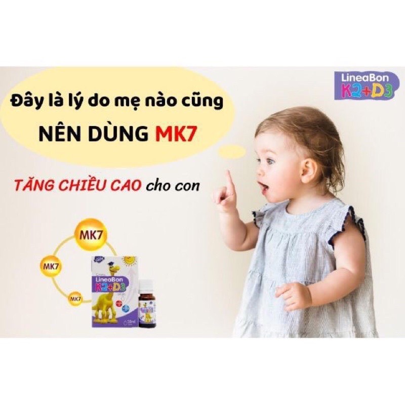 Vitamin tăng chiều cao Lineabon D3K2 (lọ 10ml)[Kèm Quà Tặng]