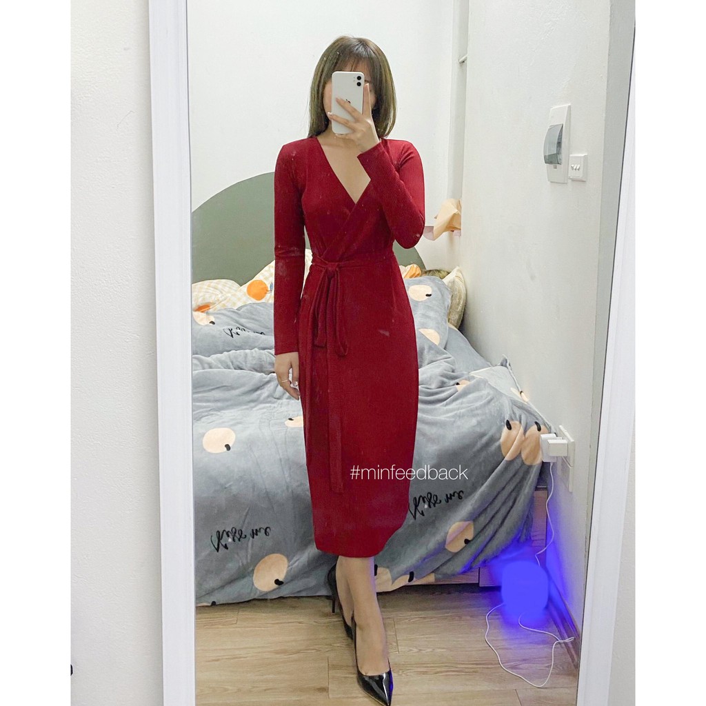 Váy cuốn len đỏ MIN DESIGN
