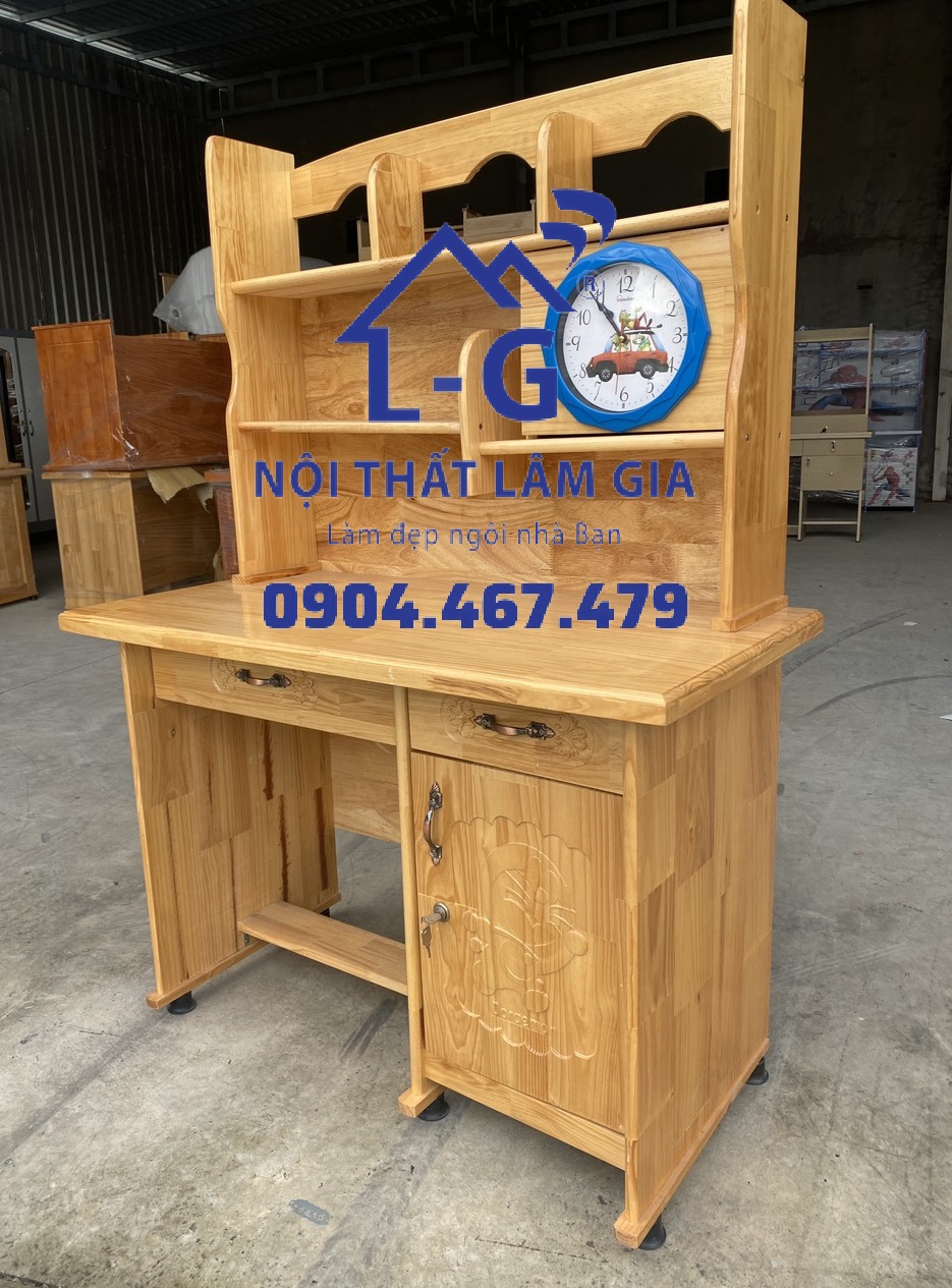 BÀN HỌC SINH GỖ THÔNG KÈM ĐỒNG HỒ - MIỄN PHÍ SHIP