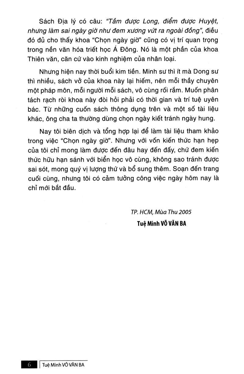 Quyết Địa Tinh Thư - Trạch Nhật