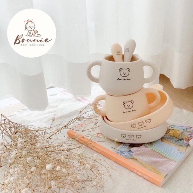 🐻 Set ăn dặm silicon cao cấp Gấu Dottodot x Bluemama