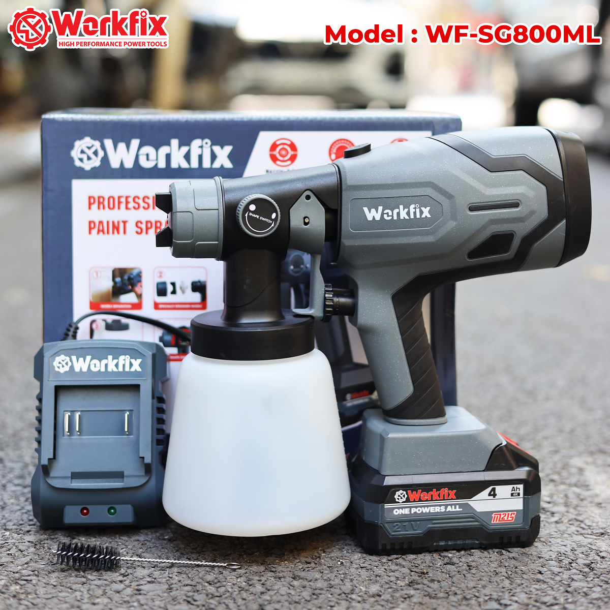 Máy Phun Sơn WORKFIX DÙng Pin 10 Cell Hàng Chuẩn Lõi Đồng - 2 Chế Độ Phun Cực Tiện Lợi