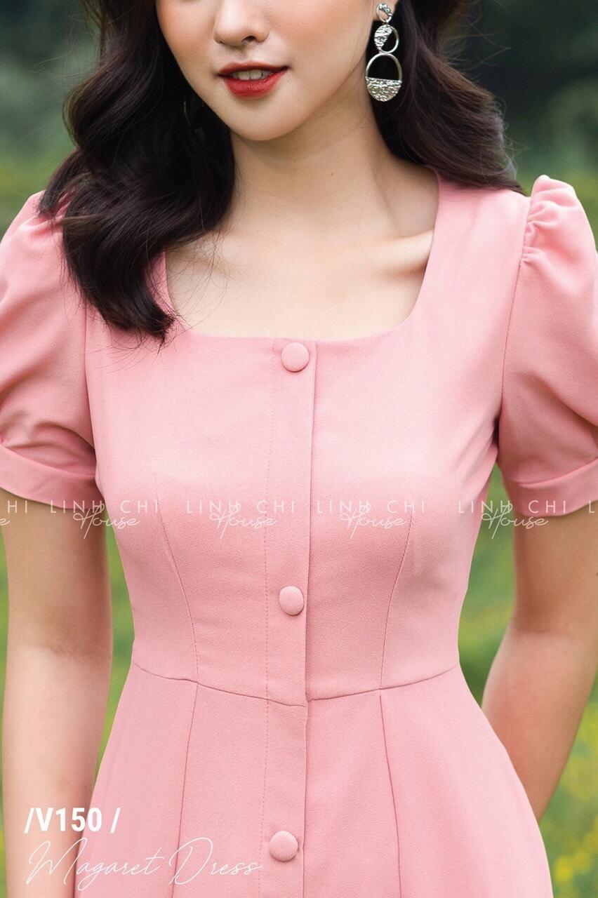 Đầm nút cổ vuông mới nhất