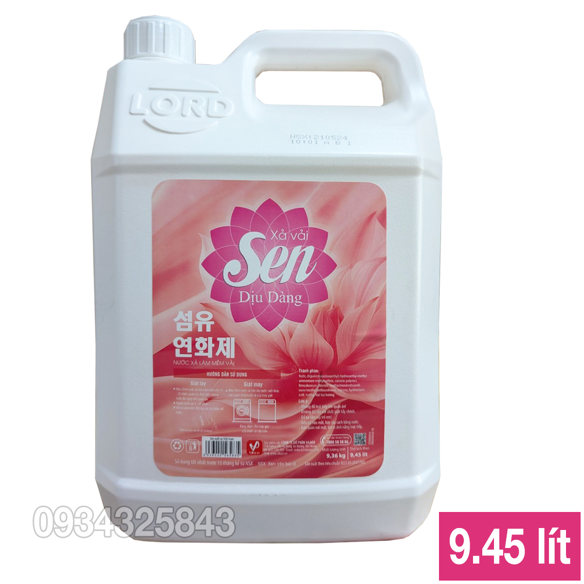 [GIAO HỎA TỐC]Nước xả làm mềm vải Lord tinh dầu Lavender 10kg - Siêu tiết kiệm