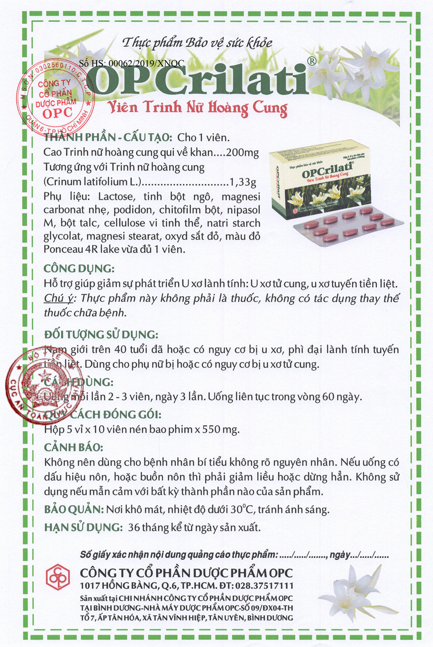 OPCRILATI - VIÊN TRINH NỮ HOÀNG CUNG