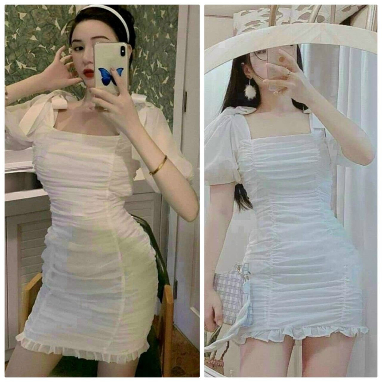 Đầm ôm nhún xinh xắn - st7028