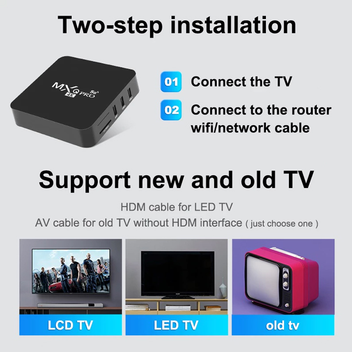 Tivi Box 16+256GB MXQ Pro 4K 5G Tiếng Việt Biến TV thường thành Smart TV xem Youtube hát Karaoke