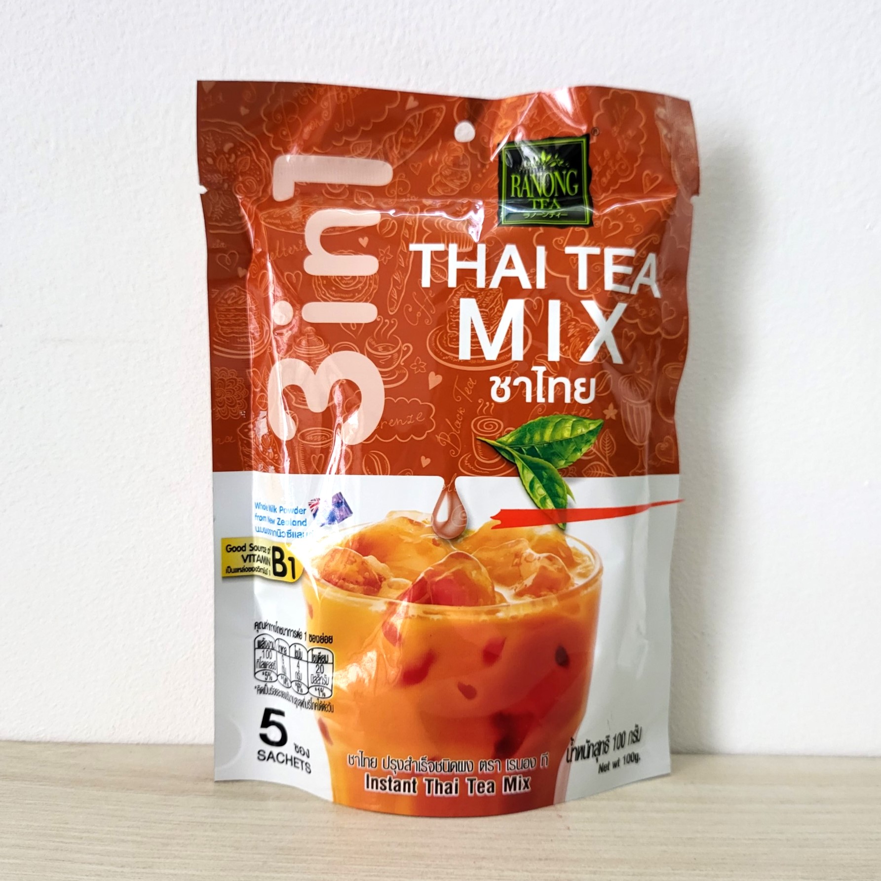 Túi nhỏ 100g / 5 gói - trà sữa thái đỏ hòa tan / thái lan / ranong tea 3 in 1 instant thai tea mix