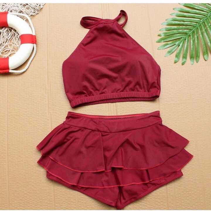 Bikini đồ bơi nữ áo yếm váy xòe funny bikini ms-p08