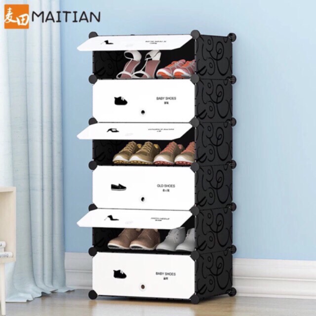 Tủ nhựa ghép 6 tầng đa năng siêu tiện ích. Để giày để sách vở để quần áo. Cao 1m x 47cm x 37cm